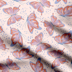 Glass Butterflies Misty Rose Print Fabric