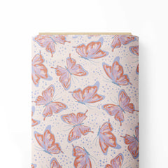 Glass Butterflies Misty Rose Print Fabric