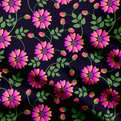 Magenta Flowers on Navy Print Fabric