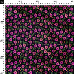 Magenta Flowers on Navy Print Fabric