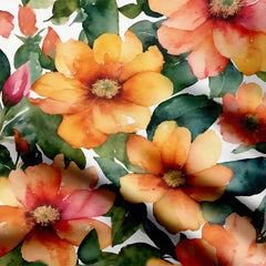 Big Orange Floral Print Fabric