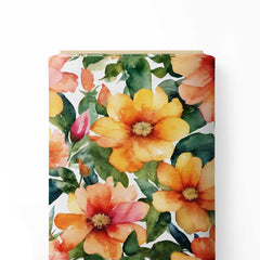 Big Orange Floral Print Fabric