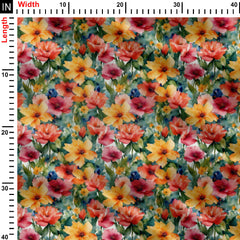 Big Red Rose Toxicolour Print Fabric