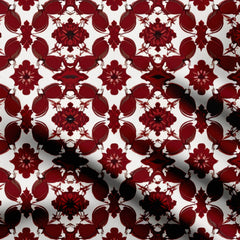 Geo Maroon Floral Print Fabric