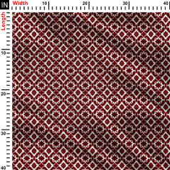 Geo Maroon Floral Print Fabric