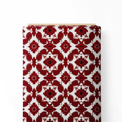 Geo Maroon Floral Print Fabric