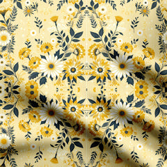 Yellow Stripe Floral Print Fabric