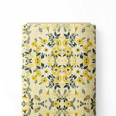 Yellow Stripe Floral Print Fabric