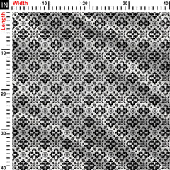 Black Grey Geometric Print Fabric