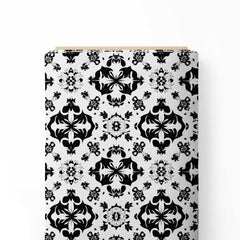 Black Grey Geometric Print Fabric