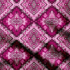 Magenta dye Geometric Print Fabric