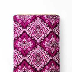 Magenta dye Geometric Print Fabric