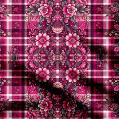 Magenta dye Pink Abstract Floral Print Fabric