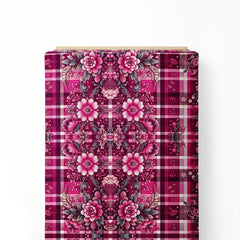 Magenta dye Pink Abstract Floral Print Fabric