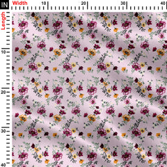 pink ground and red flowers allover Print Fabric