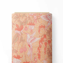 Hummingbirds bloom peach fuzz Print Fabric