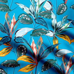 hilights sky leaf Print Fabric