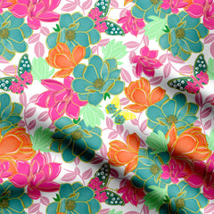 Spring Vibe Pink Floral Cotton Fabric