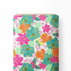 Spring Vibe Pink Floral Cotton Fabric