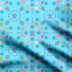 Beachy Vibes Blue sea Print Fabric