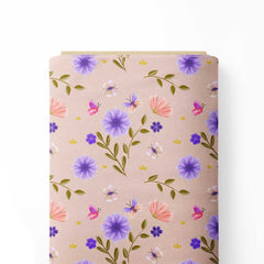 Spring floral Peach Print Fabric