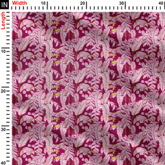 white leaf red ground Print Fabric