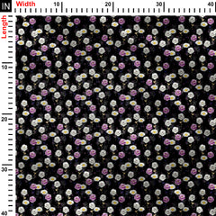 purple white floral Print Fabric