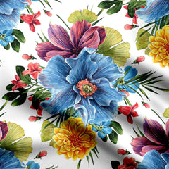 natural blue floral pattern Print Fabric