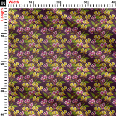 Plum floral Print Fabric