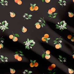 Scattered Oranges Grey Background Large Scale Print Fabric