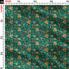 green ground kalamkari Print Fabric