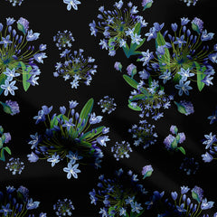 African Lily Garden Black Print Fabric