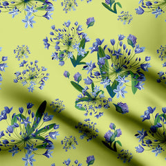 African Lily Garden Pastel Green Print Fabric