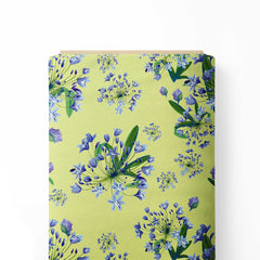 African Lily Garden Pastel Green Print Fabric