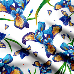 Iris Gardenia White Print Fabric