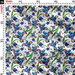 Iris Gardenia White Print Fabric