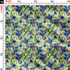 Iris Gardenia Pastel Green Print Fabric