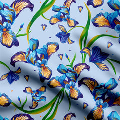 Iris Gardenia Pastel Blue Print Fabric