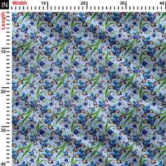 Iris Gardenia Pastel Blue Print Fabric