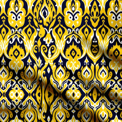 Golden Yellow Ikat Print Fabric