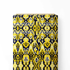 Golden Yellow Ikat Print Fabric