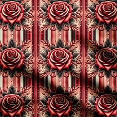 Abstract Stripe Rose Print Fabric