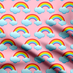 Pink Rainbow Print Fabric