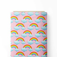 Pink Rainbow Print Fabric