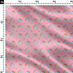 Rainbow With Unicorn Print Fabric