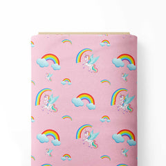 Rainbow With Unicorn Print Fabric