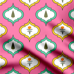 Mughal art print in pink background Print Fabric