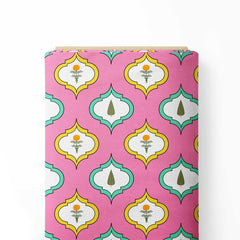 Mughal art print in pink background Print Fabric