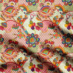 kalamkari with geometrical combo Print Fabric