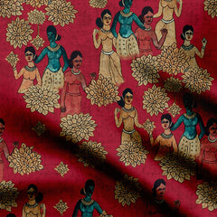 kalamkari effect women art Print Fabric